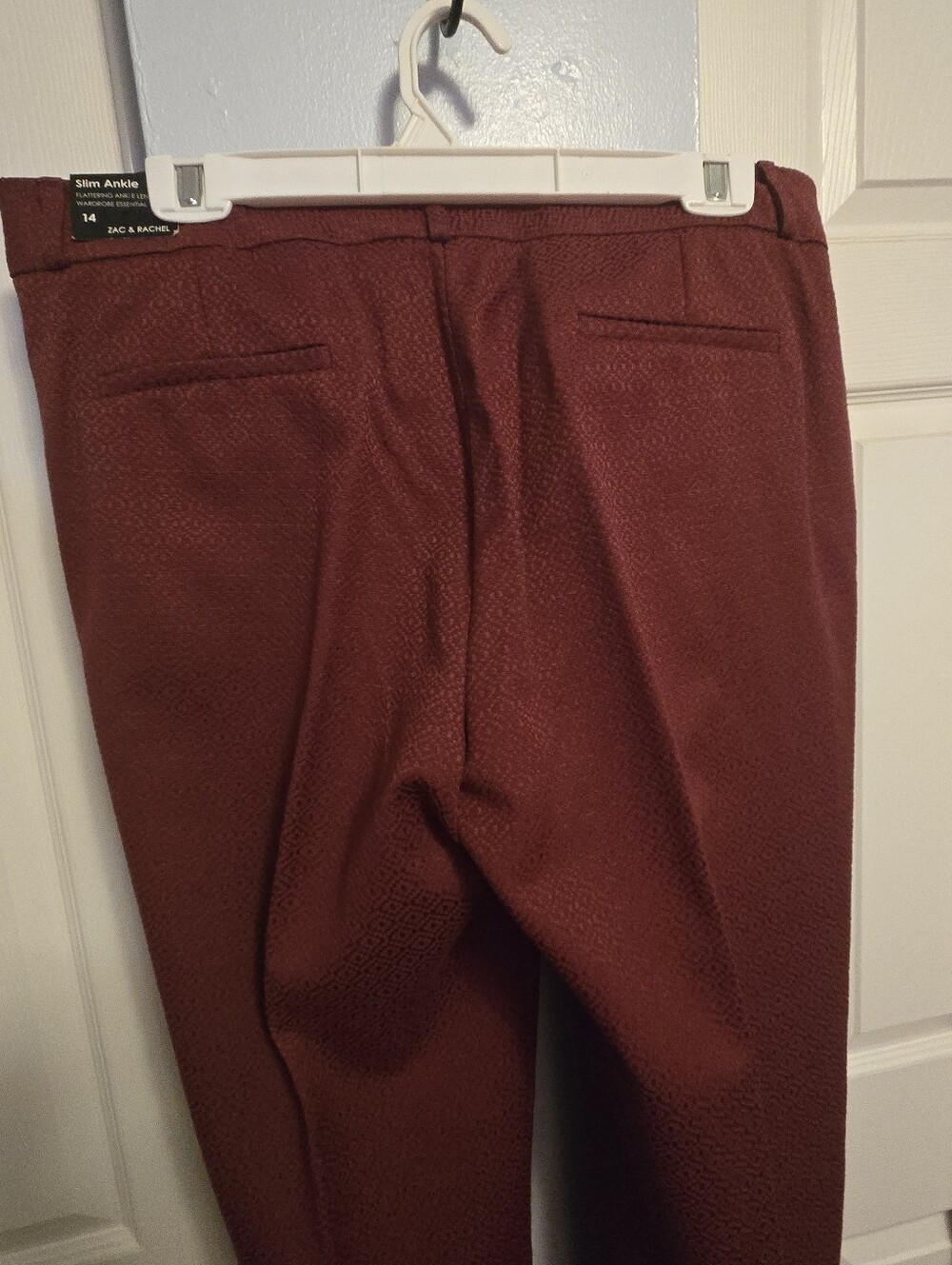 Slim Ankle Men's Dress Pants - Burgundy - Picture 4 of 9